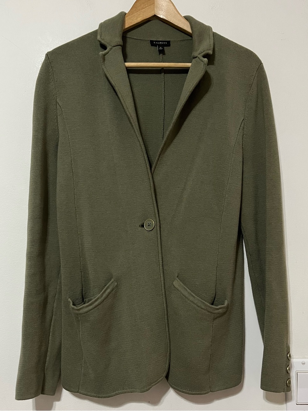 Talbots Green Notched Collar Sweater Blazer Medium Career Office